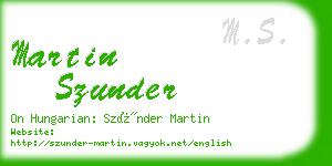 martin szunder business card